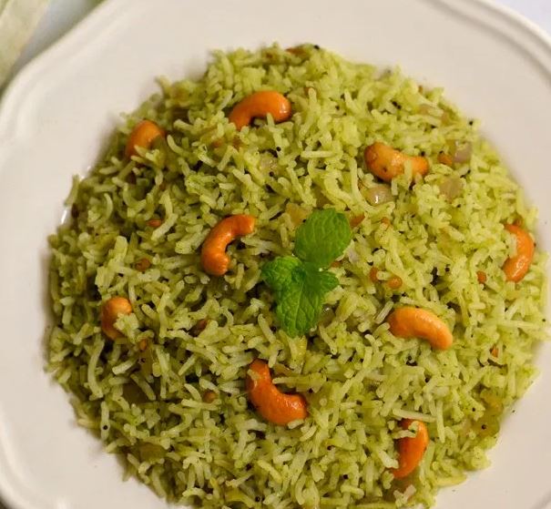 Mint Rice with Chutney