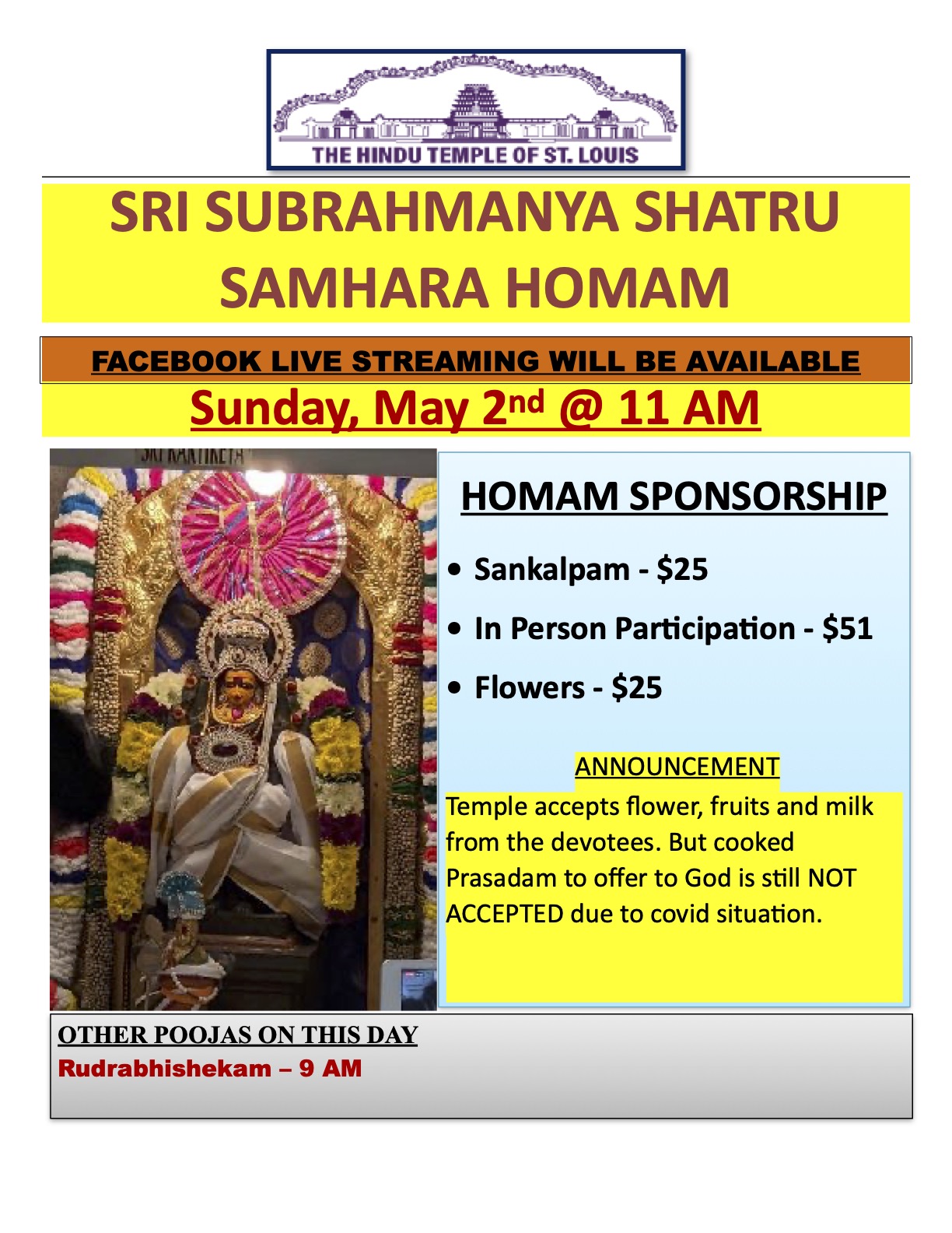 Sri Subrahmnya Shathru Samhara Homam