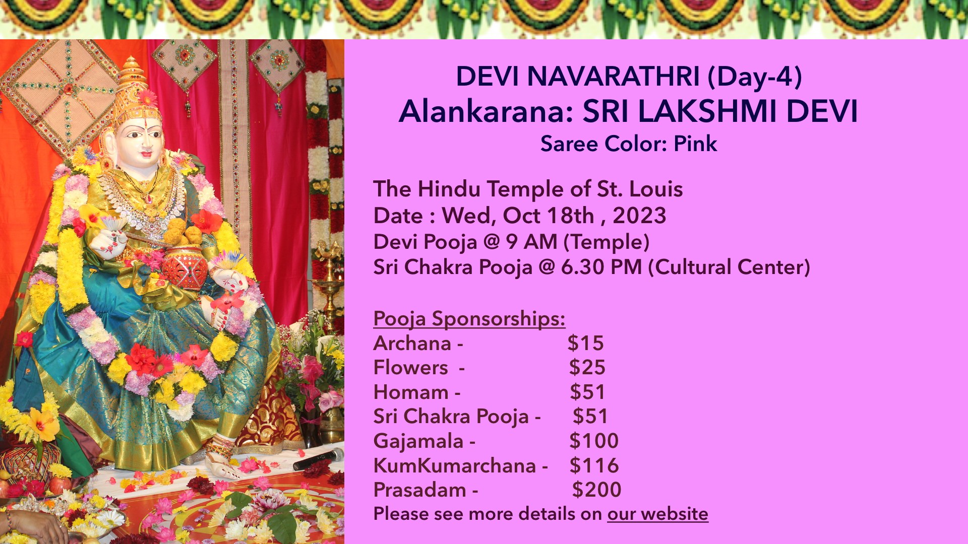 Devi Navarathri – Day4 @ 10/18