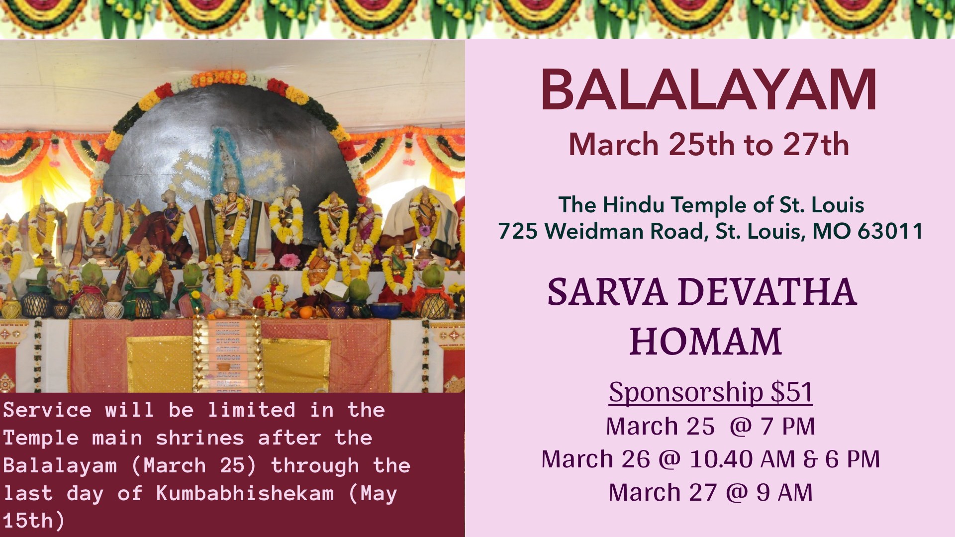 Balalayam – Sarva Devatha Homam