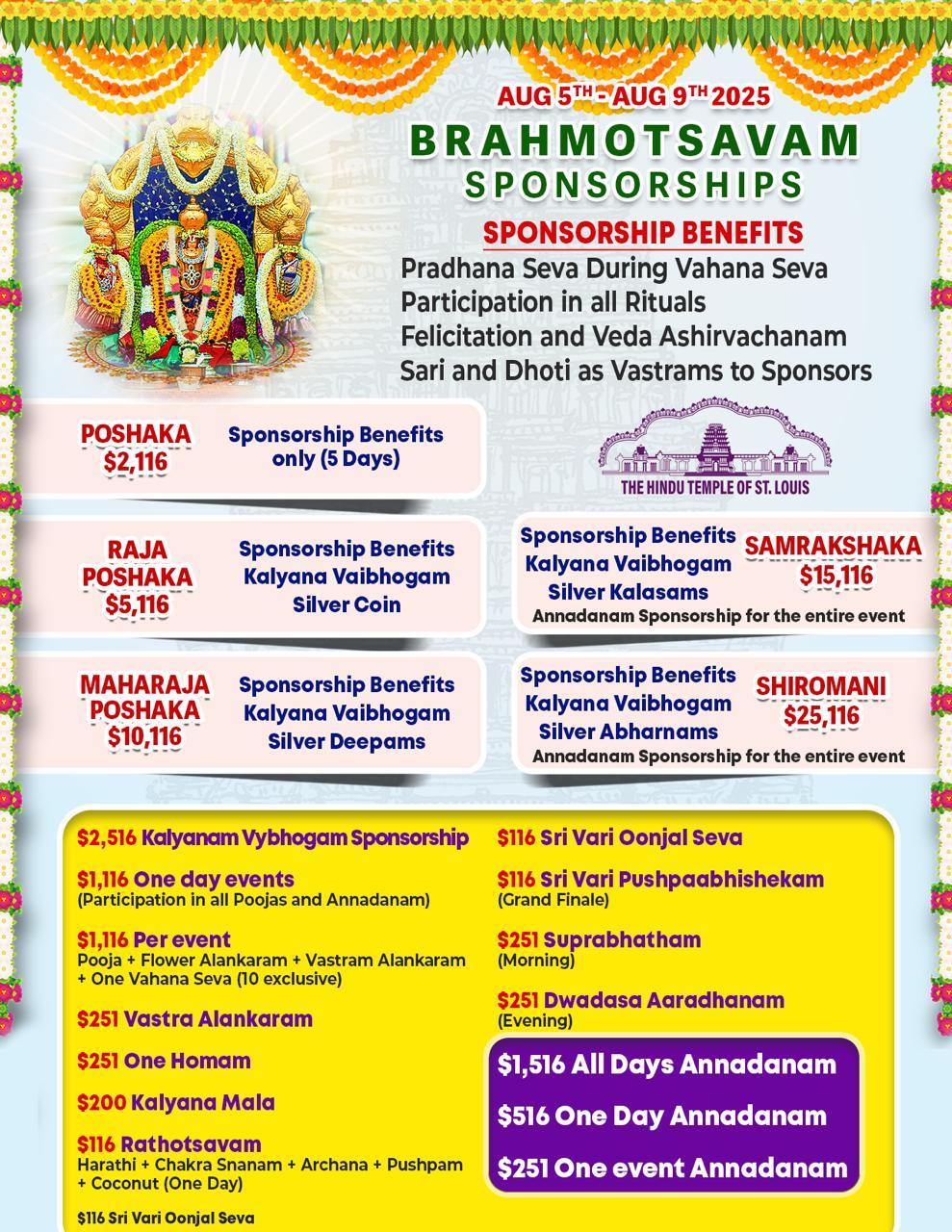 Brahmotsavam Pooja Sponsorships