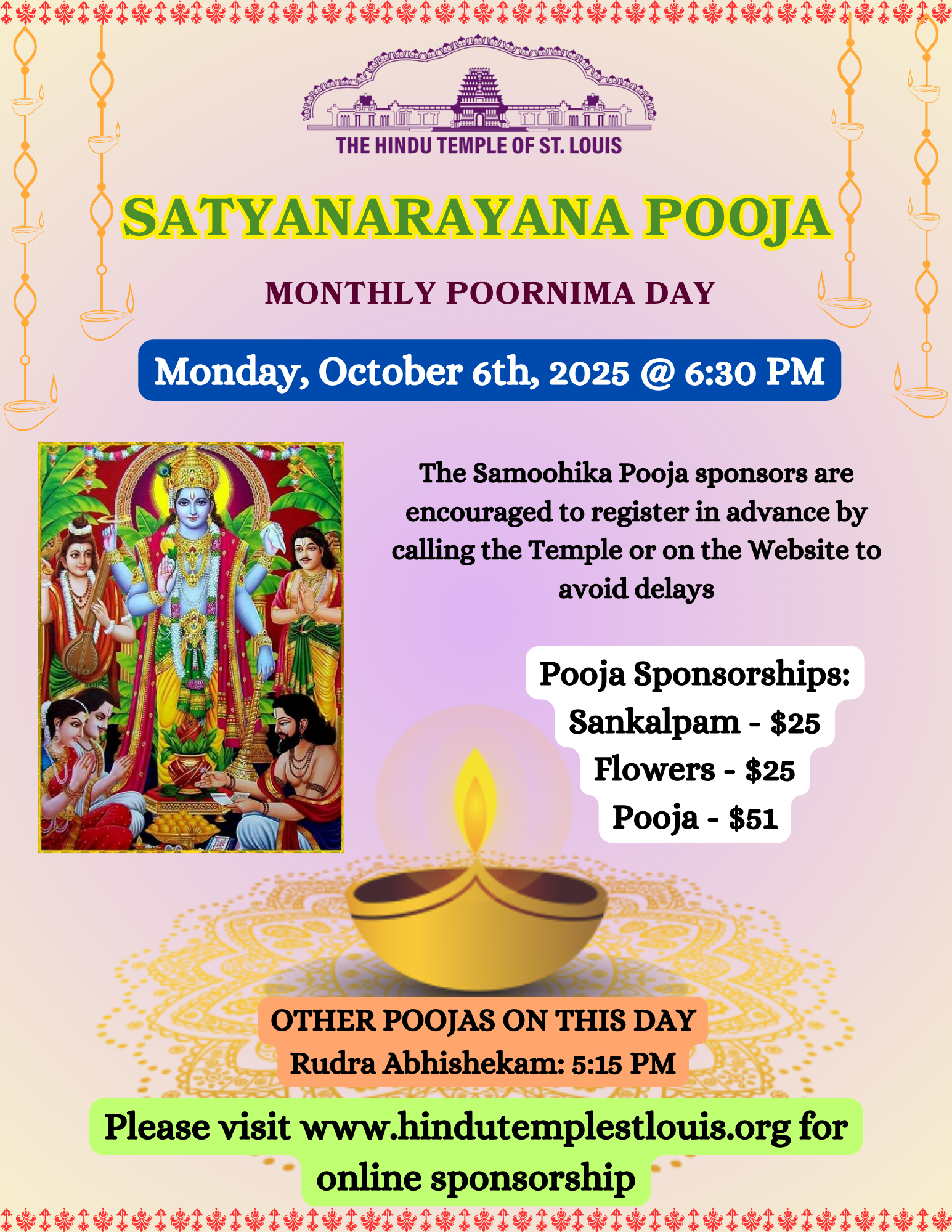 SATYANARAYANA POOJA - MONTHLY