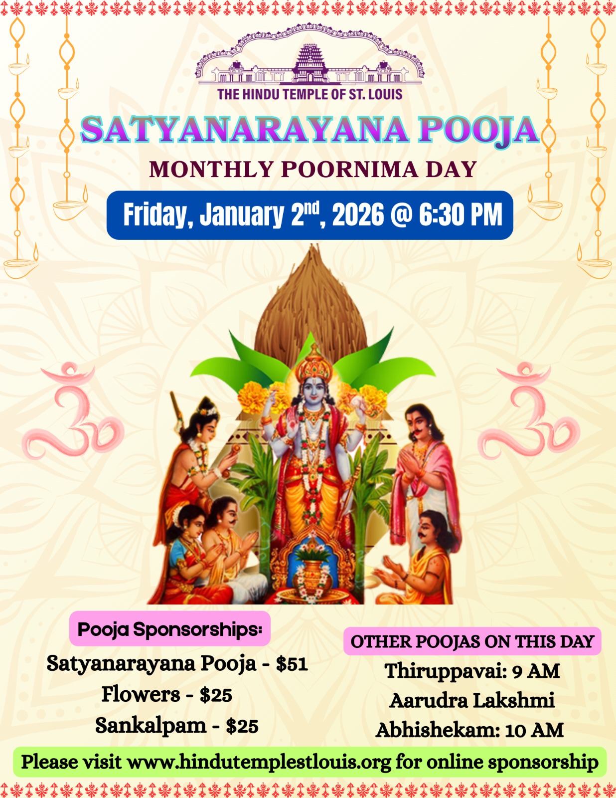 SATYANARAYANA POOJA - MONTHLY
