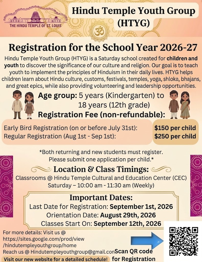 Hindu Temple Youth Group 2026-2027 Registration