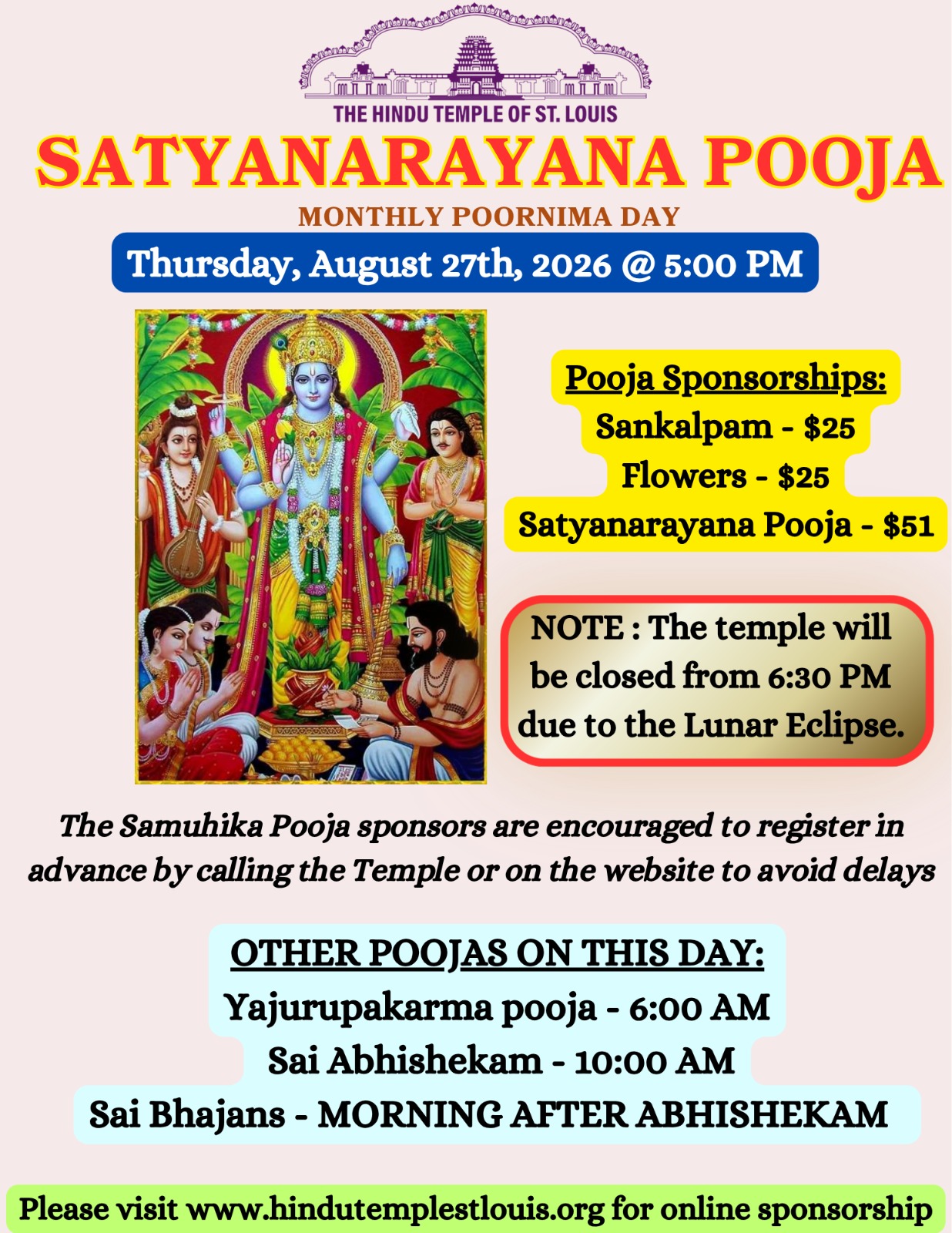 SATYANARAYANA POOJA - MONTHLY