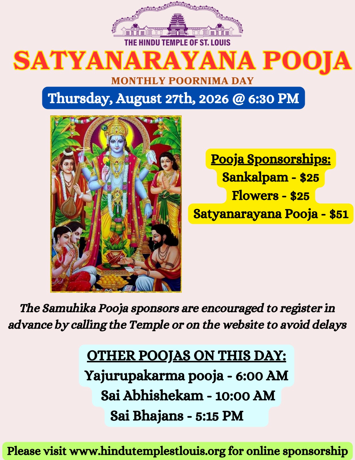 SATYANARAYANA POOJA - MONTHLY